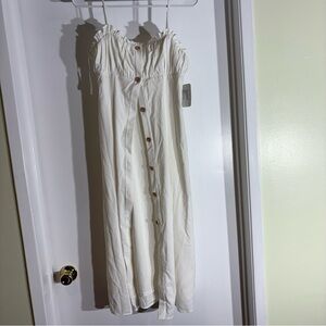 Lily White Strapless Cream Button-Down Dress
